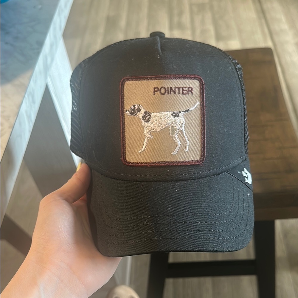 Black Trucker Hat with Pointer Dog Patch